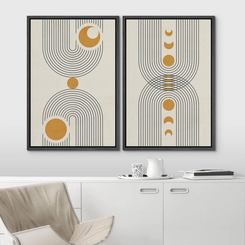 Mid-Century moderne bohème 2 pièces, H 36 po x l 48 po, Noir