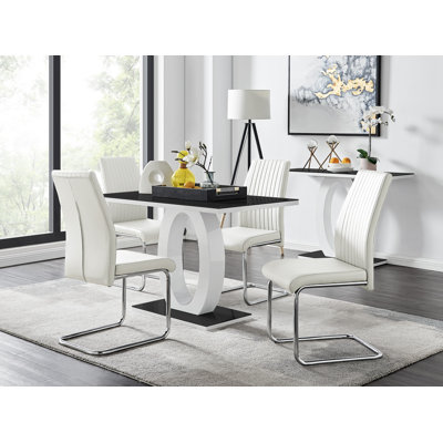 Eubanks High Gloss Glass Dining Set with 4 Chairs