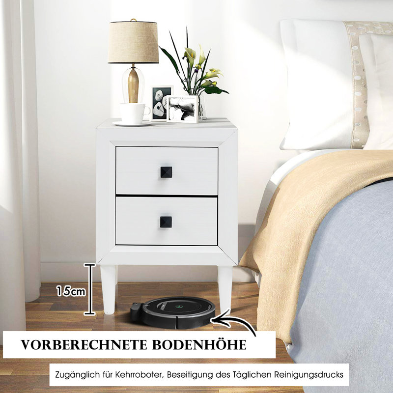 Ledet Solid Wood End Table, White