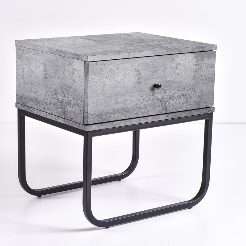 muir 50.2 cm W Bedside Table, Iron Slate