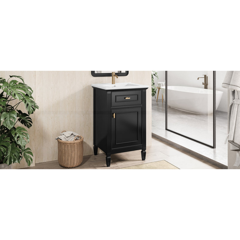 Meuble-lavabo de 20 pouces avec lavabo, Noir