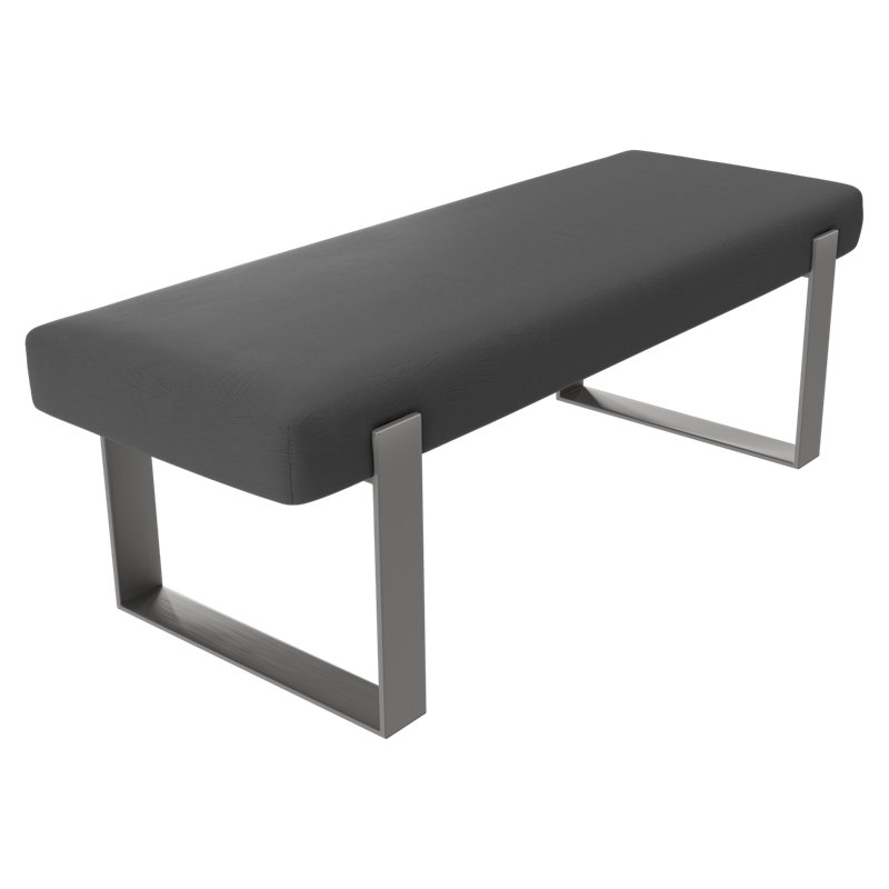 Banc rembourré Sapan, Cuir rétro, Gris étain