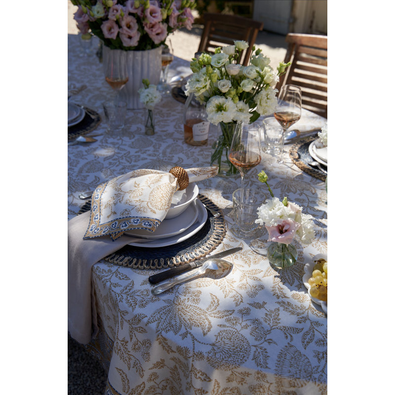 Chloe Handmade Floral Tablecloth, 142" L x 71" W