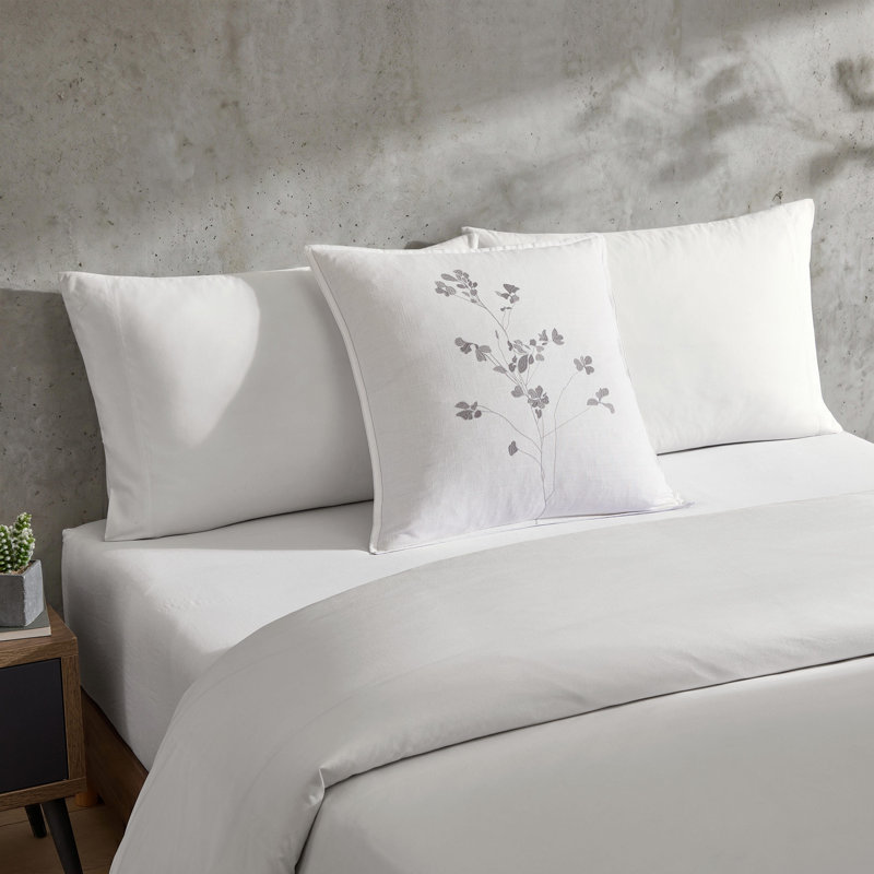 Calvin Klein Gingko Leaf Cotton Grey Throw Pillow
