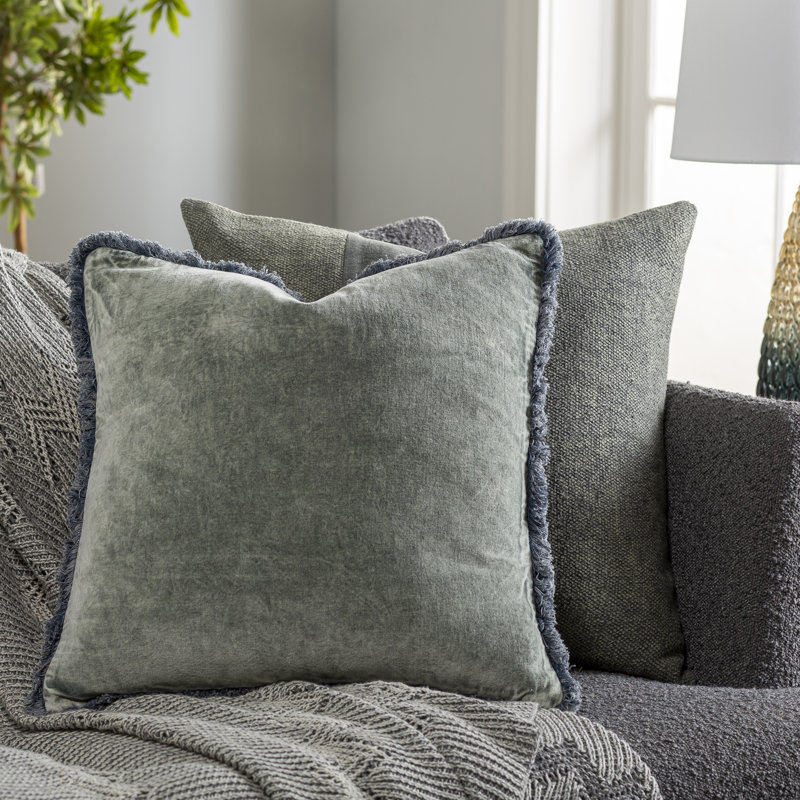Oreiller Steph, 20 po x 20 po, Ardoise, Housse de coussin seulement - sans insert