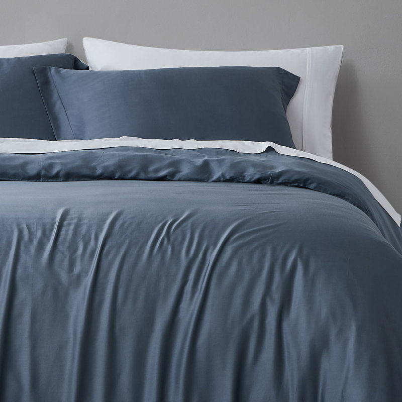 Mickinsey Rayon 2 Piece Duvet Cover Set, King Duvet Cover + 1 King Shams, Steel Blue