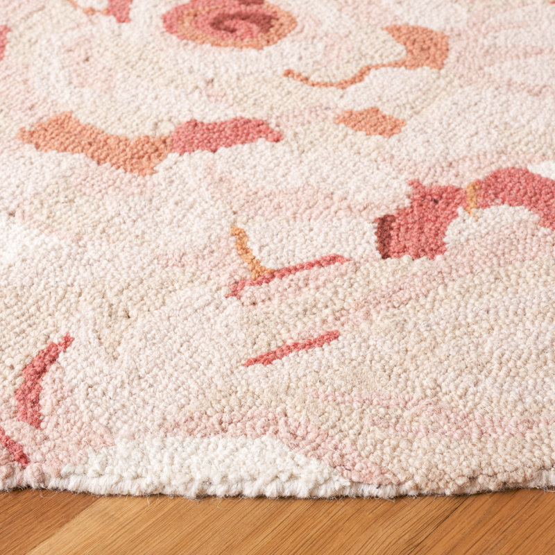 Adabelle Hand Tufted Wool Pile Floral Rug, Round 6"