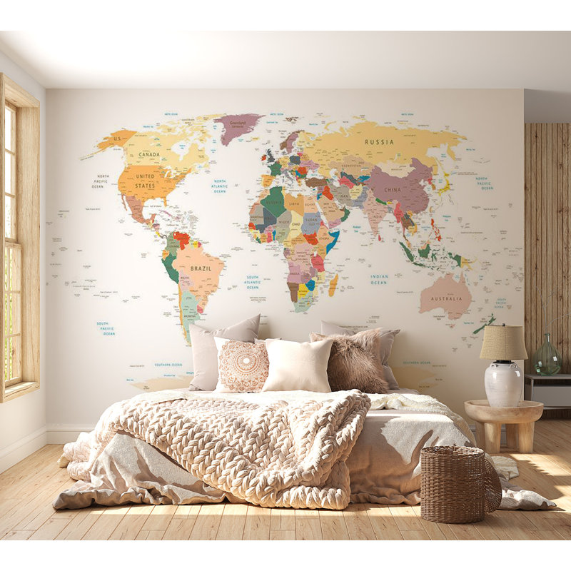 Murale carte pelez et collez - Carte du monde, L 96 po x L 68 po