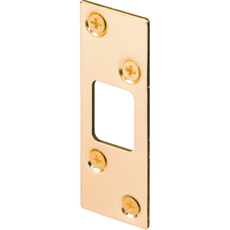 Prime-Line High Security Deadbolt Door Lock Strike (Single Pack), Brass, 6.35" H x 3.75" W x 0.45" D