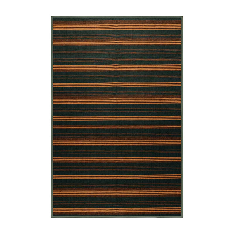 Tapis vert à rayures horizontales lavable à la machine