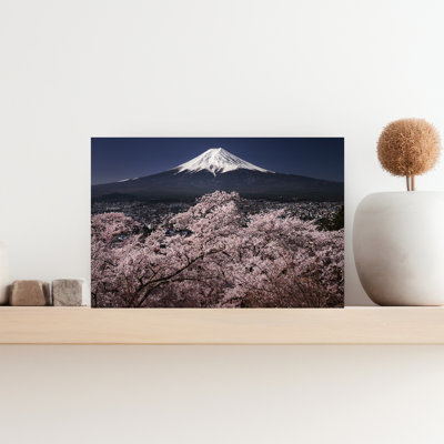 Mount Fuji Cherry Blossoms Tranquil Abstract Contemporary Cherry City Landscape Wall Art
