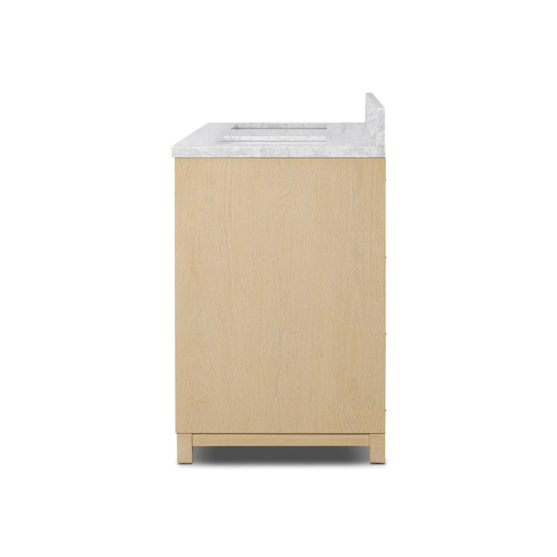 Millie Double Vanity-Satin Bleached Parawood, Satin Bleached Oak Veener