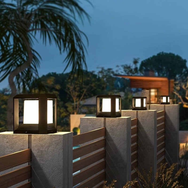 Outdoor Post Lights,Fits 5.91"X5.91"X6.34" Wooden Fence Deck Patio Garden, LED Lamp Post Waterproof Lantern 13W 3000K Modern Black Outdoor Column Lamps ETL Certificated…