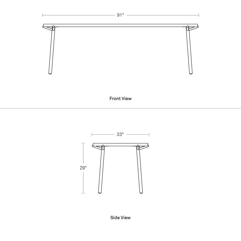 Branch Oak Solid Wood Top Dining Table, Oak, 33" W x 91" L, Gray
