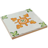 Novecento Centro Paterna 5.13" x 5.13" Ceramic Decorative Accent Tile in White/Green/Orange