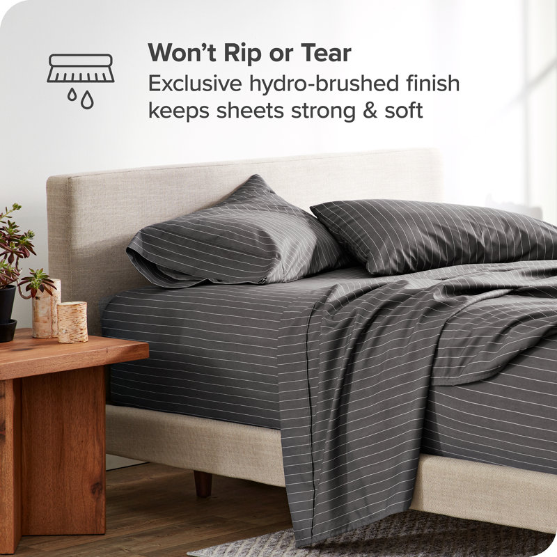 Midnight Pinstripe Queen Microfiber Deep Pocket Sheet Set