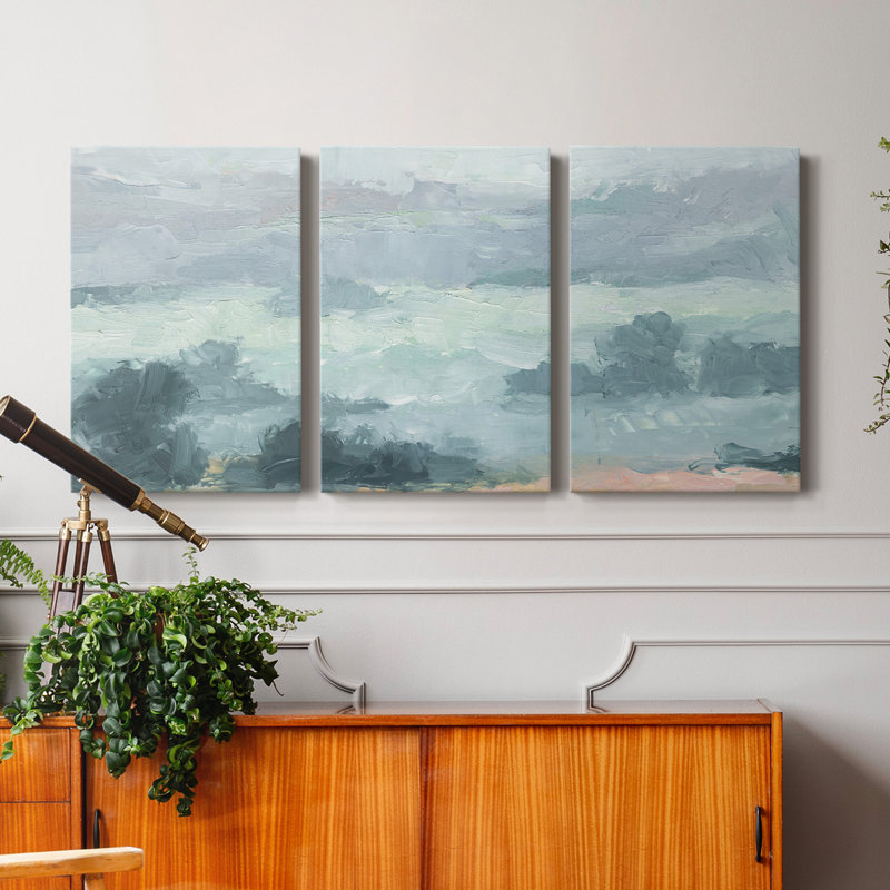Pastel Valley I - Toile tendue avec châssis de qualité supérieure - Prêt à être accroché, H 60 po x l 120 po x P 1 po