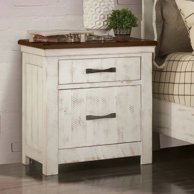 Table de chevet en bois massif vieilli 1Pc
