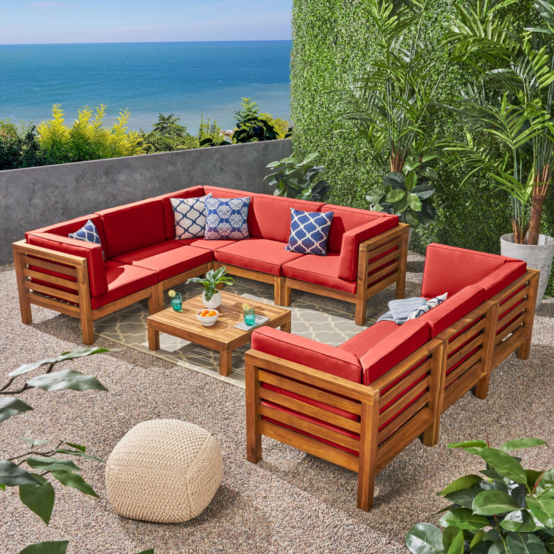 Ensemble de conversation modulaire d'extérieur 9 pièces avec coussins Neil