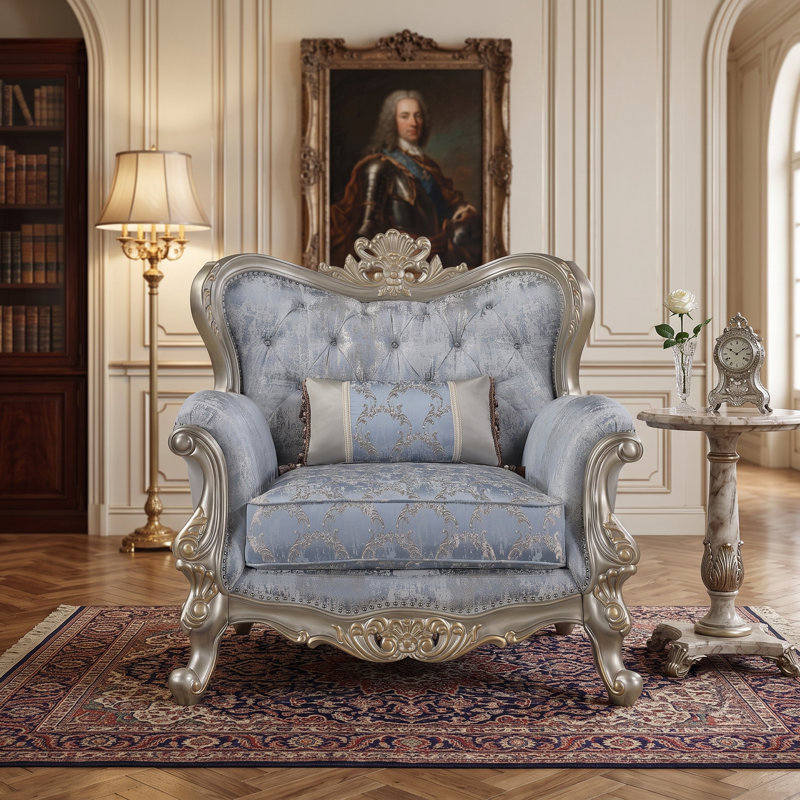 Chaise Monarch en bleu et champagne