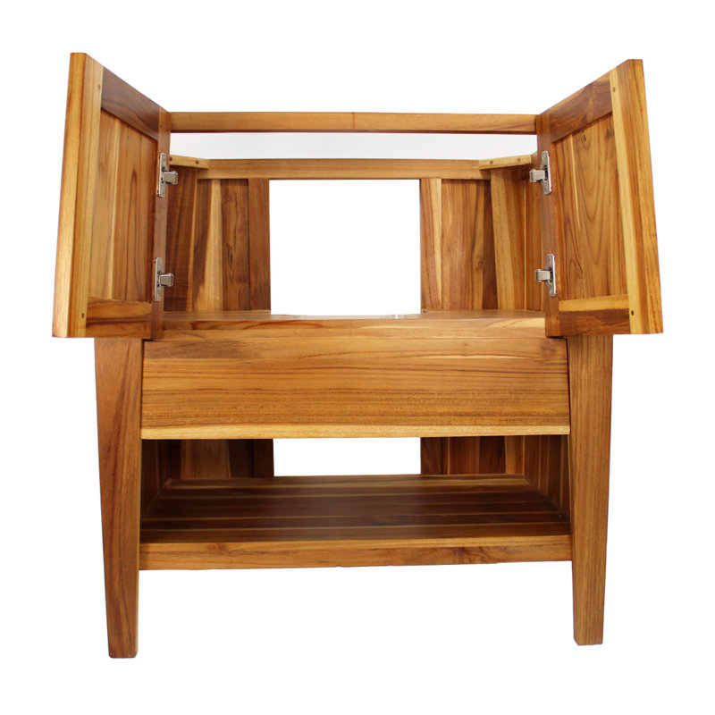 Ensemble de meuble-lavabo autoportant en teck de 30 po avec comptoir EcoDecor Significado de EcoDecor