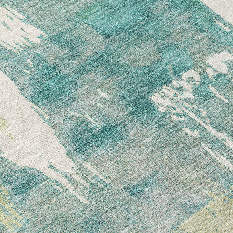 Tapis abstrait lavable à la machine intérieur / extérieur ACN2347, Rond 8 pi