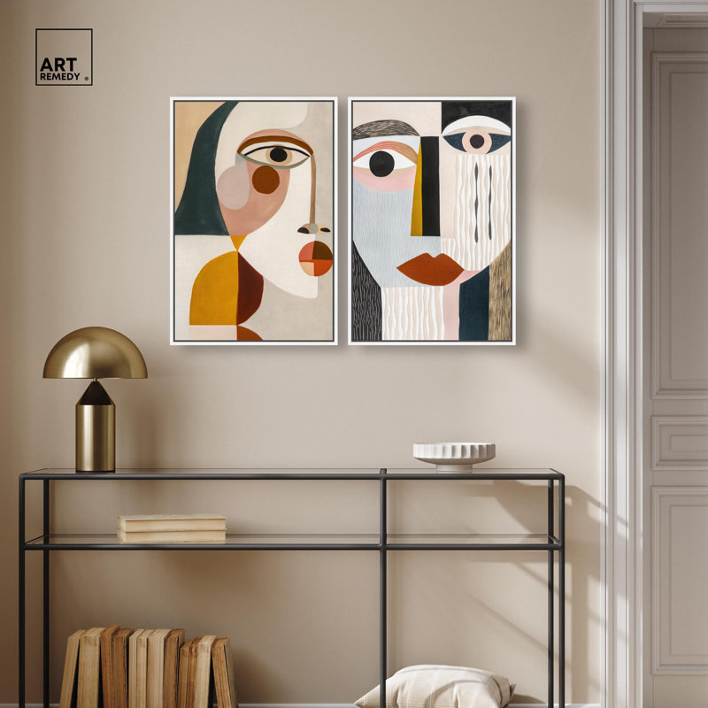 Split Personalities Canvas Print Modern Abstract Art Set by Art Remedy, Black Frame, 10 x 15, 25" H x 17" W, White Frame