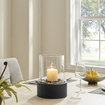 Porte-bougie de table avec base de galets décorative Hurricane