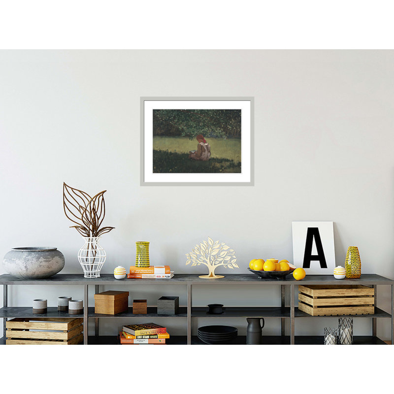 «Reading by the Brook» par Winslow Homer, impression giclée encadrée, 23.11" H x 29.5" W