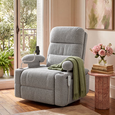  38.2"W Power Swivel Nursery Glider With HugAssist Armrest, Usb Charge & Baby-Safe