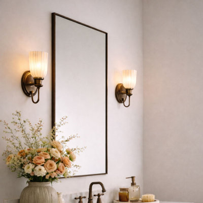 Oil Rubbed Bronze Bathroom Vanity Mirror with Squared Corners, 32x24'' dark bronze Rectangle Stainless Steel Metal Framed Mirror for Bathroom