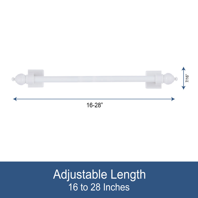 Kenney Sheridan 7/16" Adjustable Multi-Use Magnetic Drapery Rod, 16-28", White