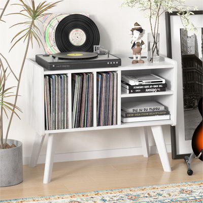 George Oliver Large Record Player Stand Audio Rack With Vinyl Storage