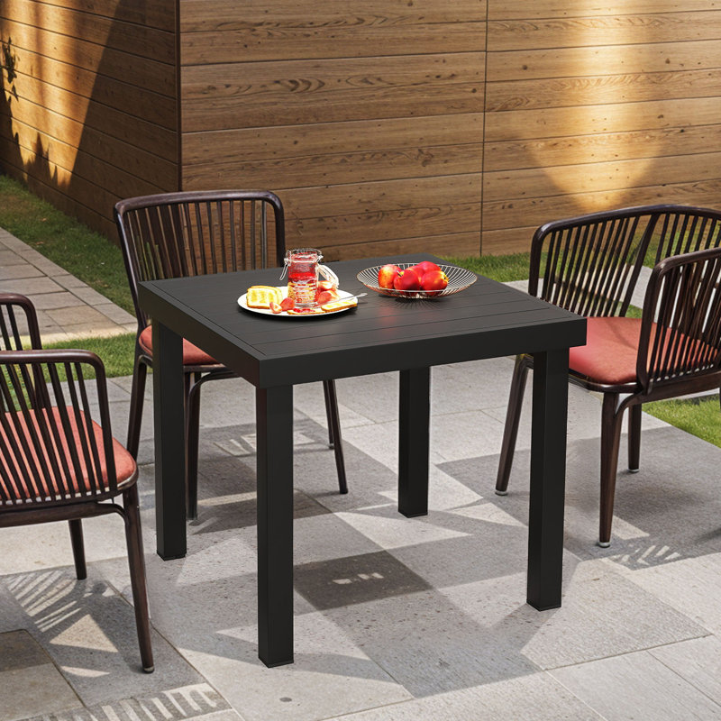 Sarait Garden Dining Table 78x78cm Square Outdoor Table with WPC Wood Top & Aluminum Frame