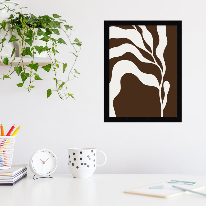 Retro Matisse Inspired Abstract Botanical 2 Brown, 21" H x 17" W x 1" D, Black