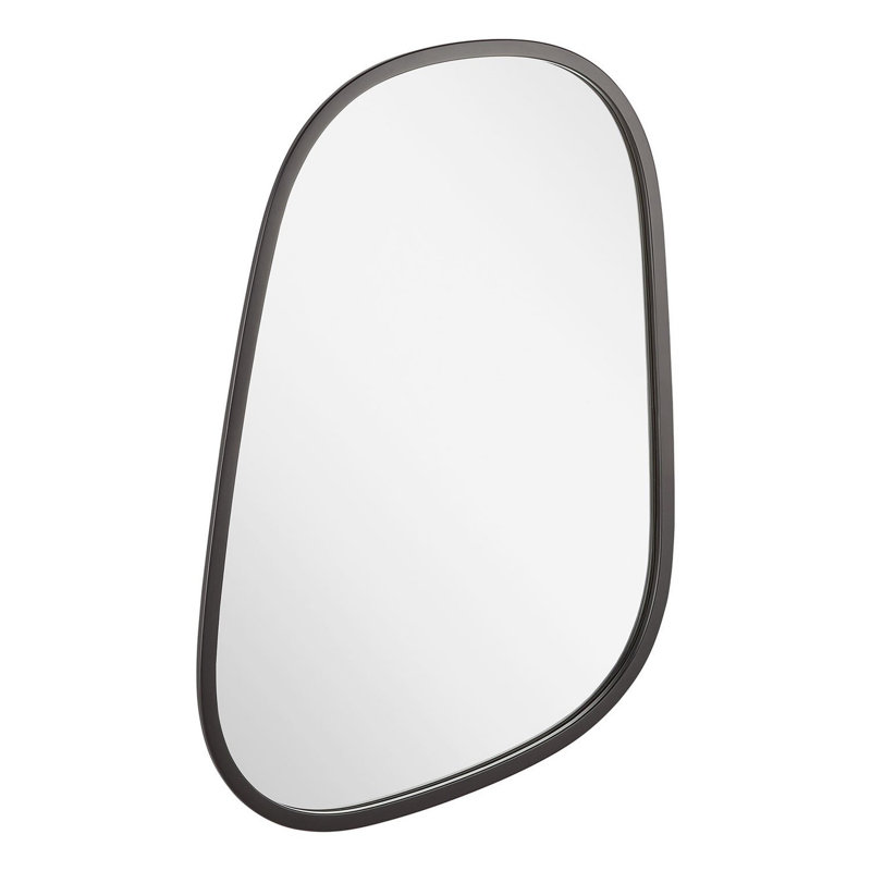 Amburgey 33-3/4" x 33-3/4" Asymmetrical Framed Bathroom Mirror, Matte Black