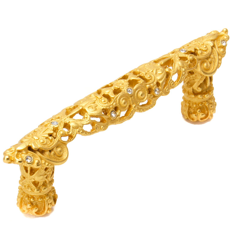 Juliane Grace 4 inches c.c. pull with Swarovski Clear Crystals in Antique Brass, Gold, 3"