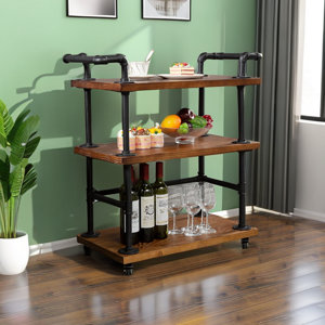 Orren Ellis Antinisha Metal Bar Cart Industrial Rustic