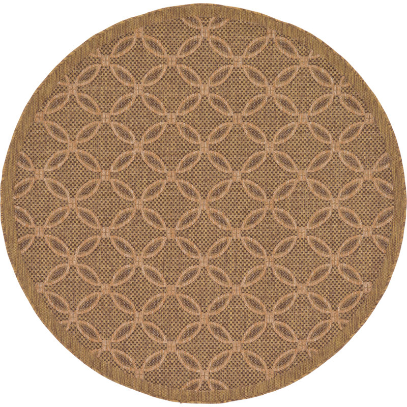 Tapis intérieur / extérieur brun clair Macrae, Rond 6 pi
