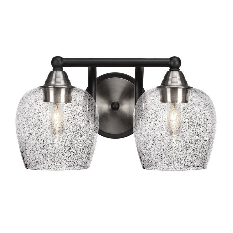 Barre d'éclairage de salle de bain 2 lumières Michell, Noir mat/nickel brossé, Bulle de fumée