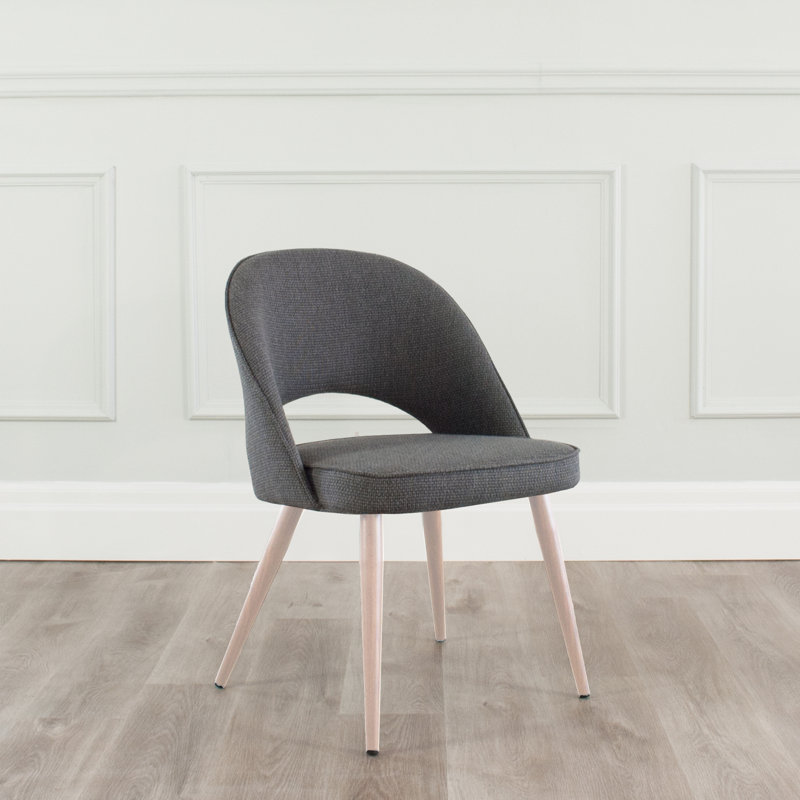 Chaise d'appoint en tissu Albeiro, Fumée, Naturel