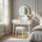 3Pc Vanity Set With LED Mirror, Cushioned Stool, 2 Drawers, White
