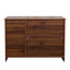 Buffet 43,3 pouces en noyer avec 2 portes, 1 rangement et tiroirs - Commode d'entrée Portes et rangement modernes en bois-131142504