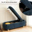 Banc d'appoint ovale rembourré de 55 pouces avec rangement, couvercle rabattable et pieds en bois massif-1414967719