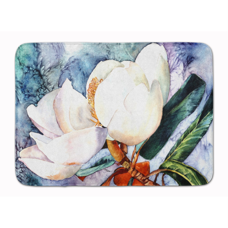 Tapis pour salle de bain à motif floral en microfibre Palais Magnolia