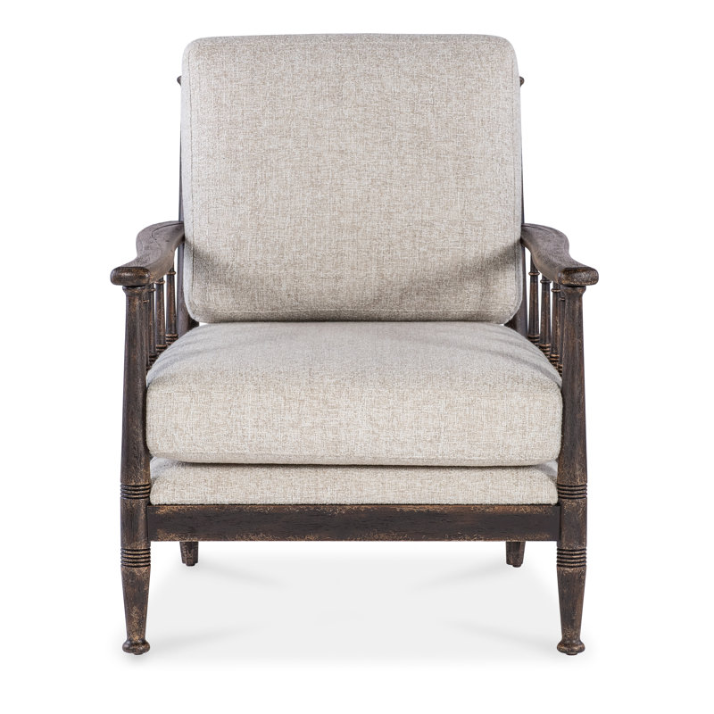 Prairie Beige Upholstered Chair with Black Spindle Arms