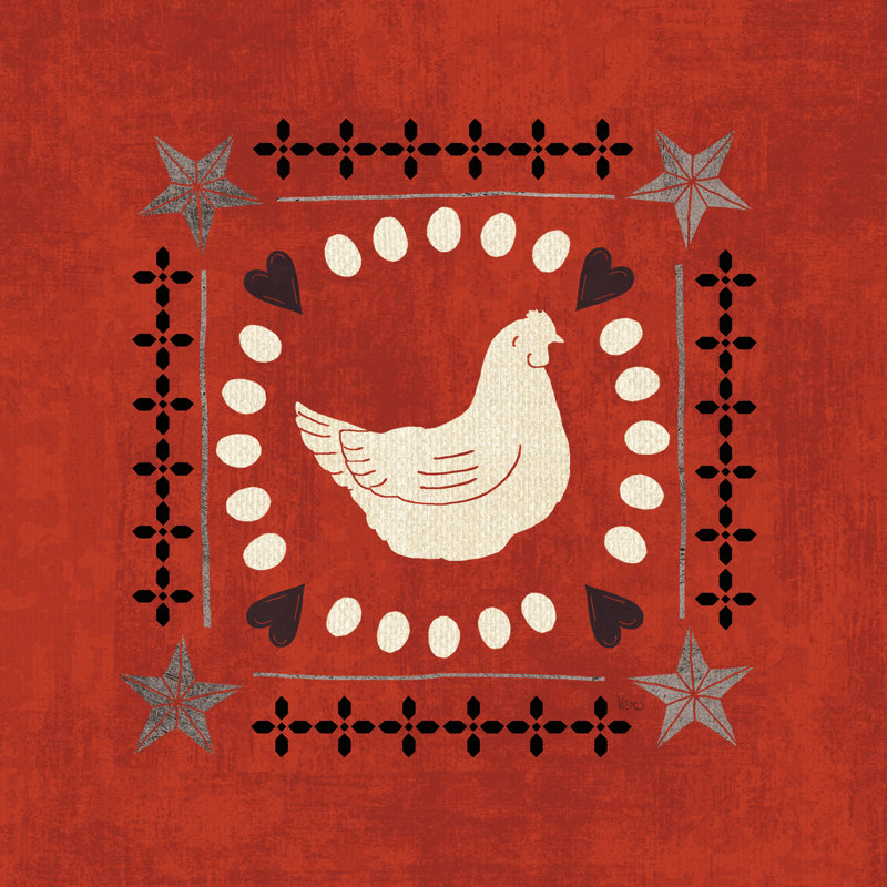 Little Red Farm Tile III by Veronique Charron - Wrapped Canvas Painting, 122cm H x 122cm W