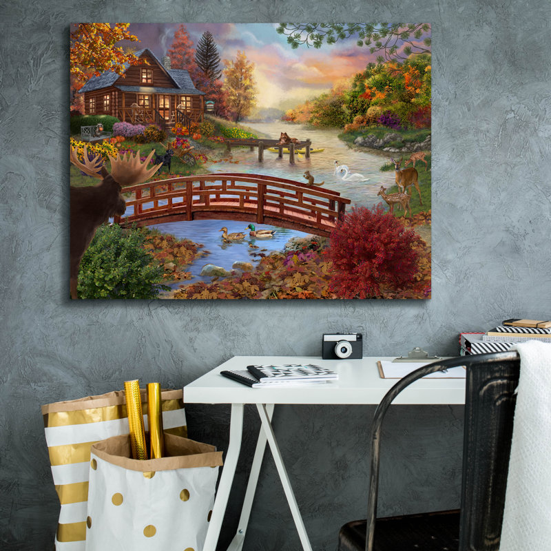 «Autumn Evening» par Bigelow, illustrations sur toile, H 26 po x l 34 po x P 1,5 po