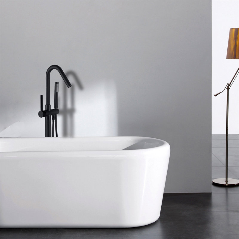 Robinet de baignoire autoportant avec douche à main, Noir mat
