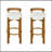 Indoor Wooden Low Back Barstool, Walnut Finished And White Upholstery, Set Of 2-1130639098